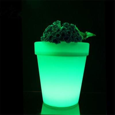 round shape garden flower pot plastic led planter