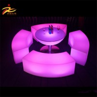 Cheap plastic curved club stool light/plastic led furniture light/led table and led chair led furniture