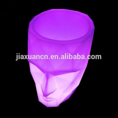 Hot Sale and New-Designed Head-Shaped LED Flower Pot / LED plastic pot